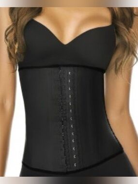 Ann Chery Latex Black Waist Trainer Faja Corset Shapewear Size 38 US XL
